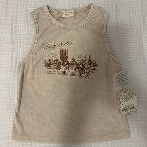 NWT Altar'd State Cream Tank Top with Cowboy/Desert Scene